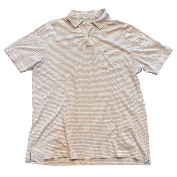 Vineyard Vines Polo Shirt Men's Classic Fit Medium Pink Striped Pima Cotton (15) - Picture 1 of 7